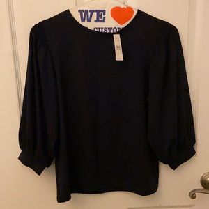 Navy blue puff sleeved tee shirt